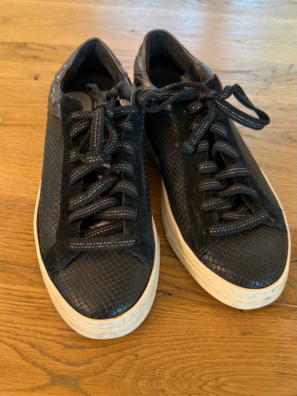 P448 Black Textured Low-Top Sneakers with Cream Sole